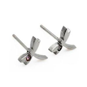 High-Quality Stainless Steel Silver Cubic Zirconia Studded Dragonfly Earrings